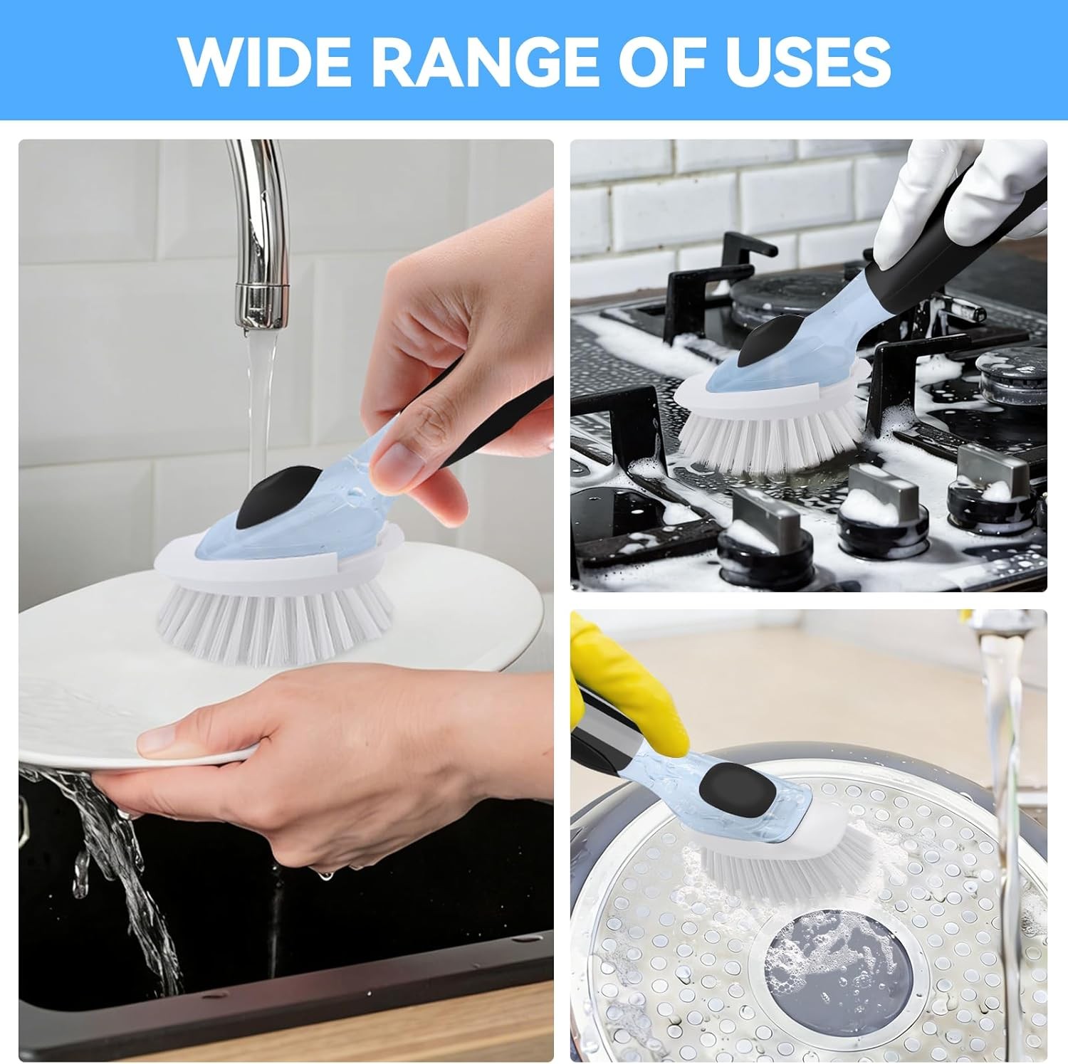 Dish Brush Refills 4 Pack White Replacement Brush Heads Compatible New