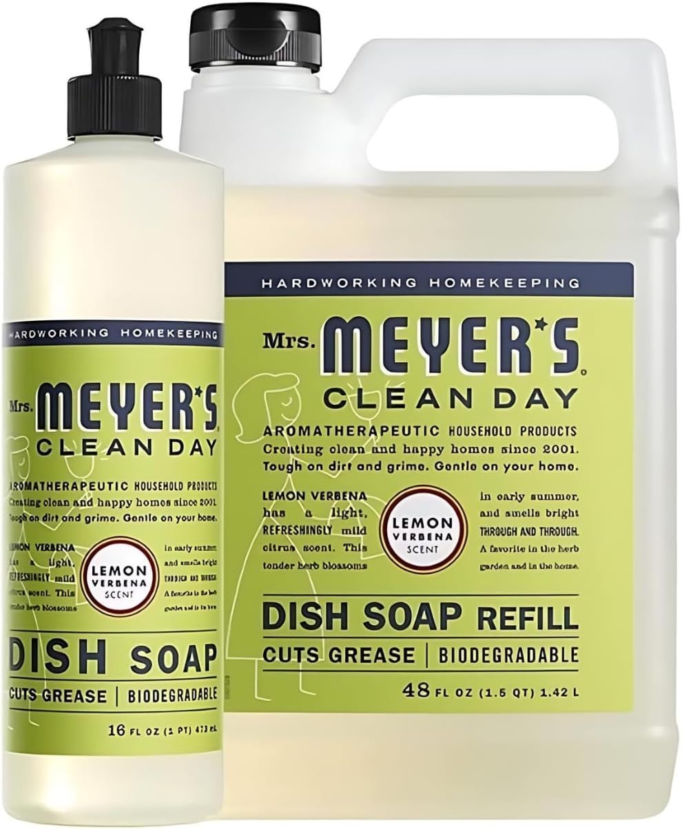 64 Fl Oz Liquid Dish Soap with Refill, Natural Ingredients for Grease Removal