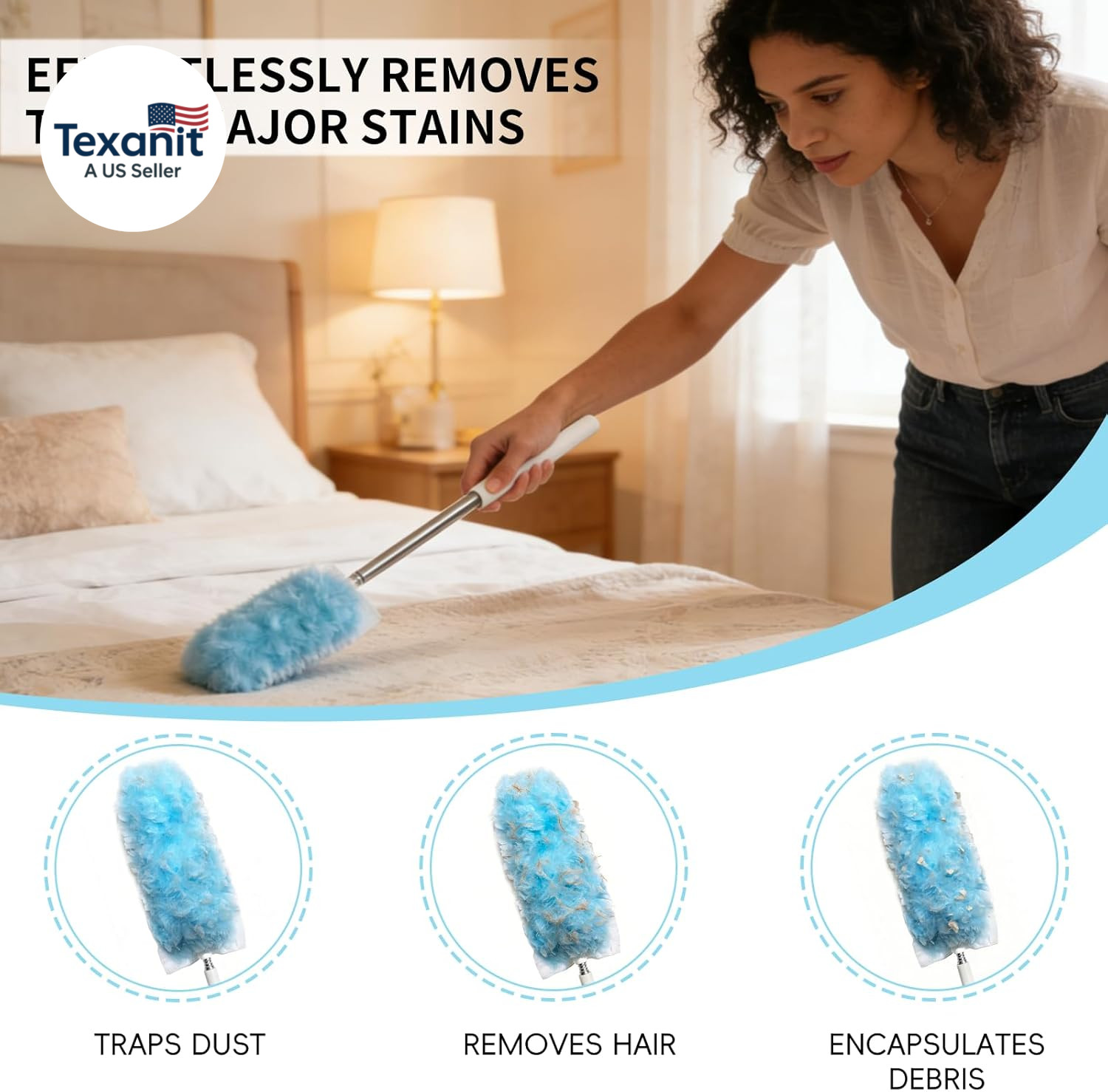 360 Duster Refills for Swiffer Dusters Refill with 2 Upgrade Extendable Handle(3