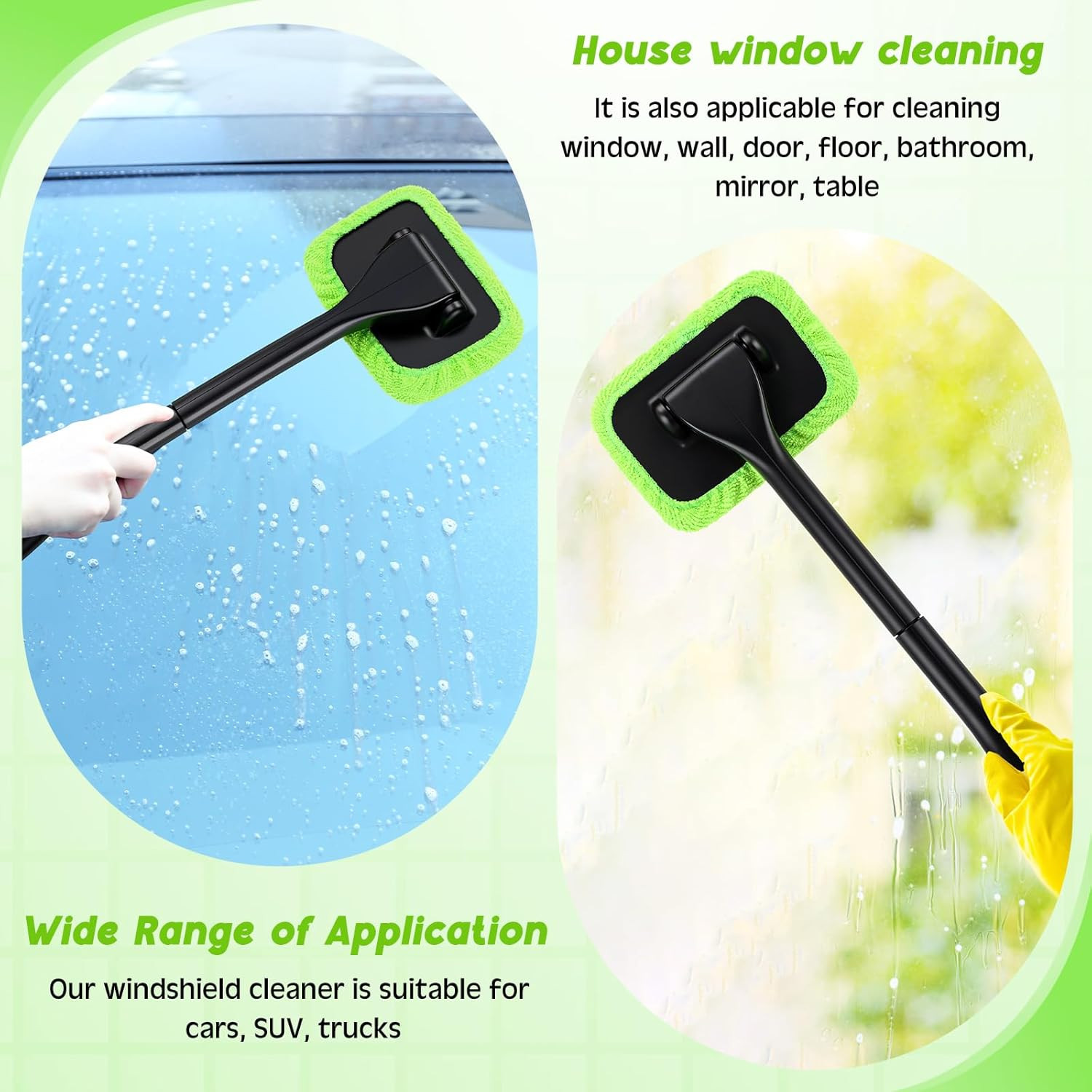 8 Pcs Car Windshield Cleaner Tool Kit with Removable Handle, Microfiber Towel Pa