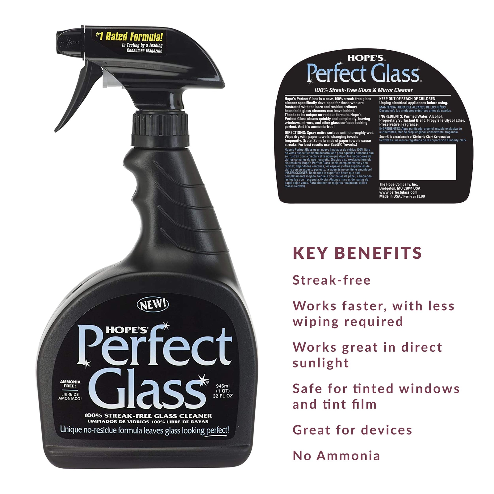 Glass Cleaner Spray Streakfree Ammoniafree Window Mirror Screen Tinted Glass And