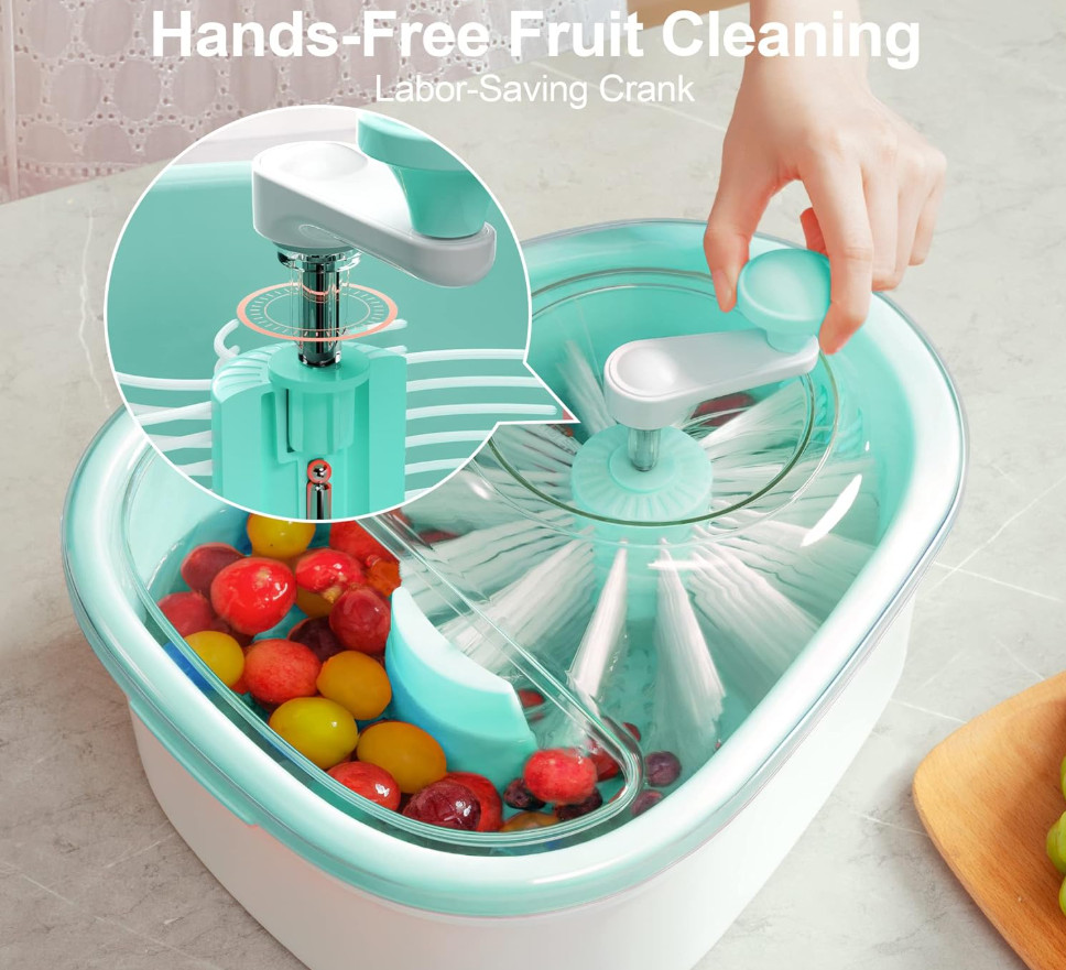 Fruit Cleaner Spinner Large Fruit Vegetable Washer Bowl Scrubber Basket Pro