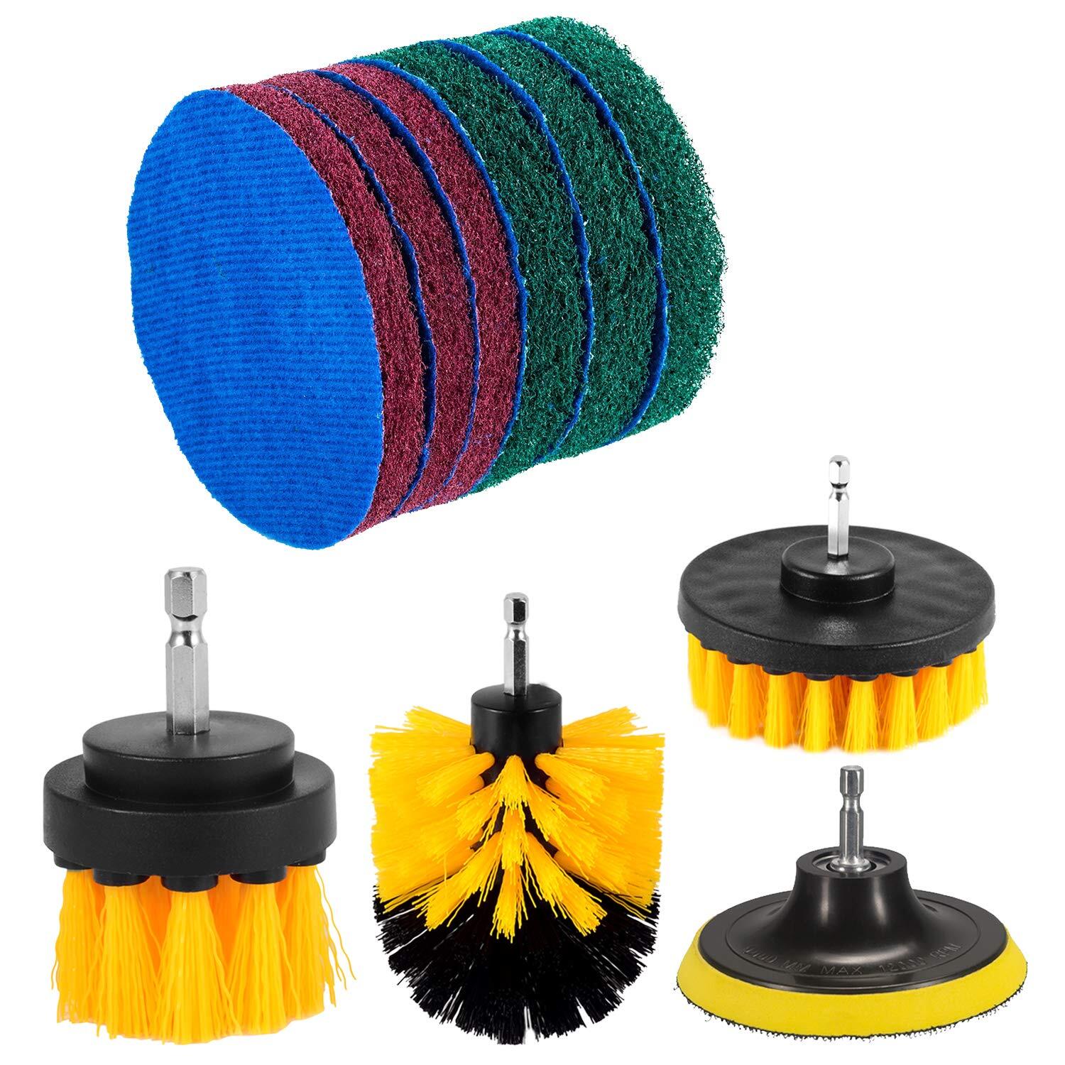 4 Inch Drill Power Brush Tile Scrubber Scouring Pads Cleaning Kit 2 Inch Small B