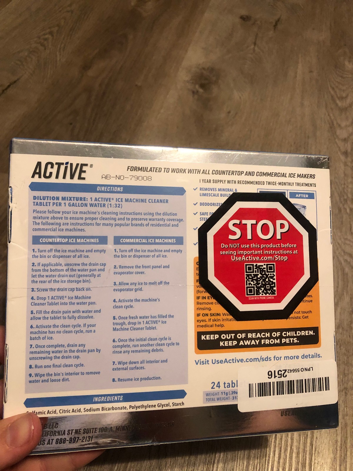 Active – ICE Machine Cleaner – 24 Pack – 12 Month Supply – SEALED NEW