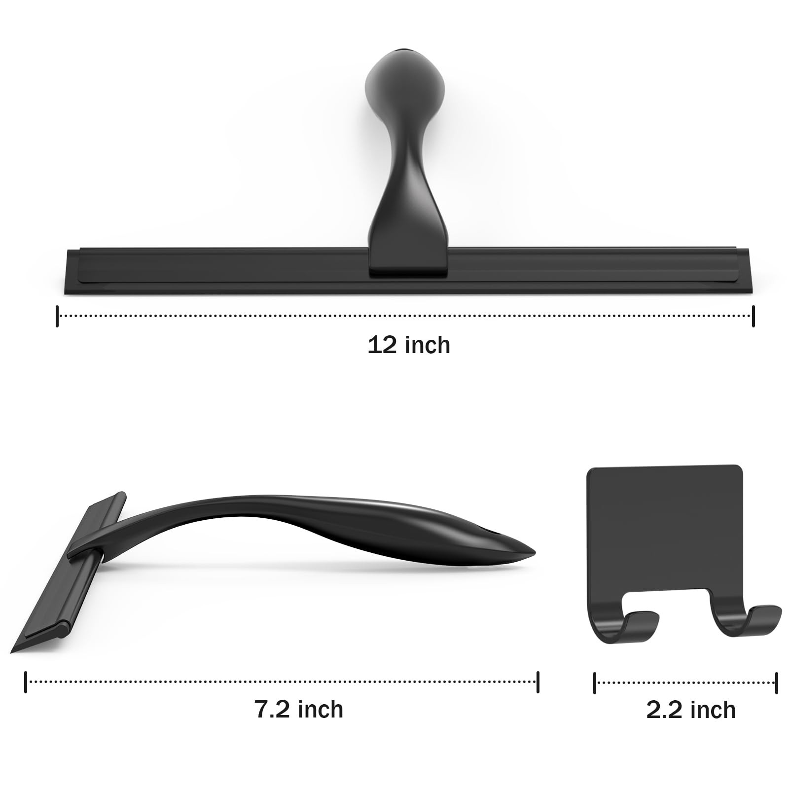 Stainless Steel Shower Squeegee with Hook 12 Inch Bathroom Cleaning Tool
