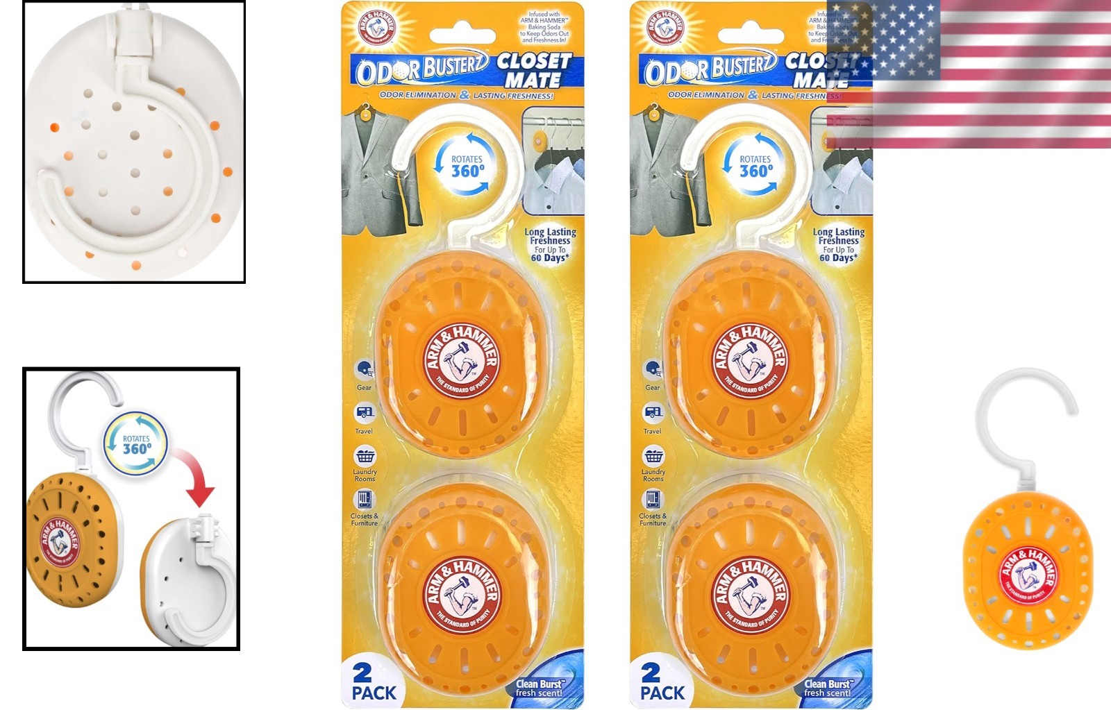 Odor Busterz by Arm & Hammer – 4 Pack Closet Deodorizer for 60 Days Freshness