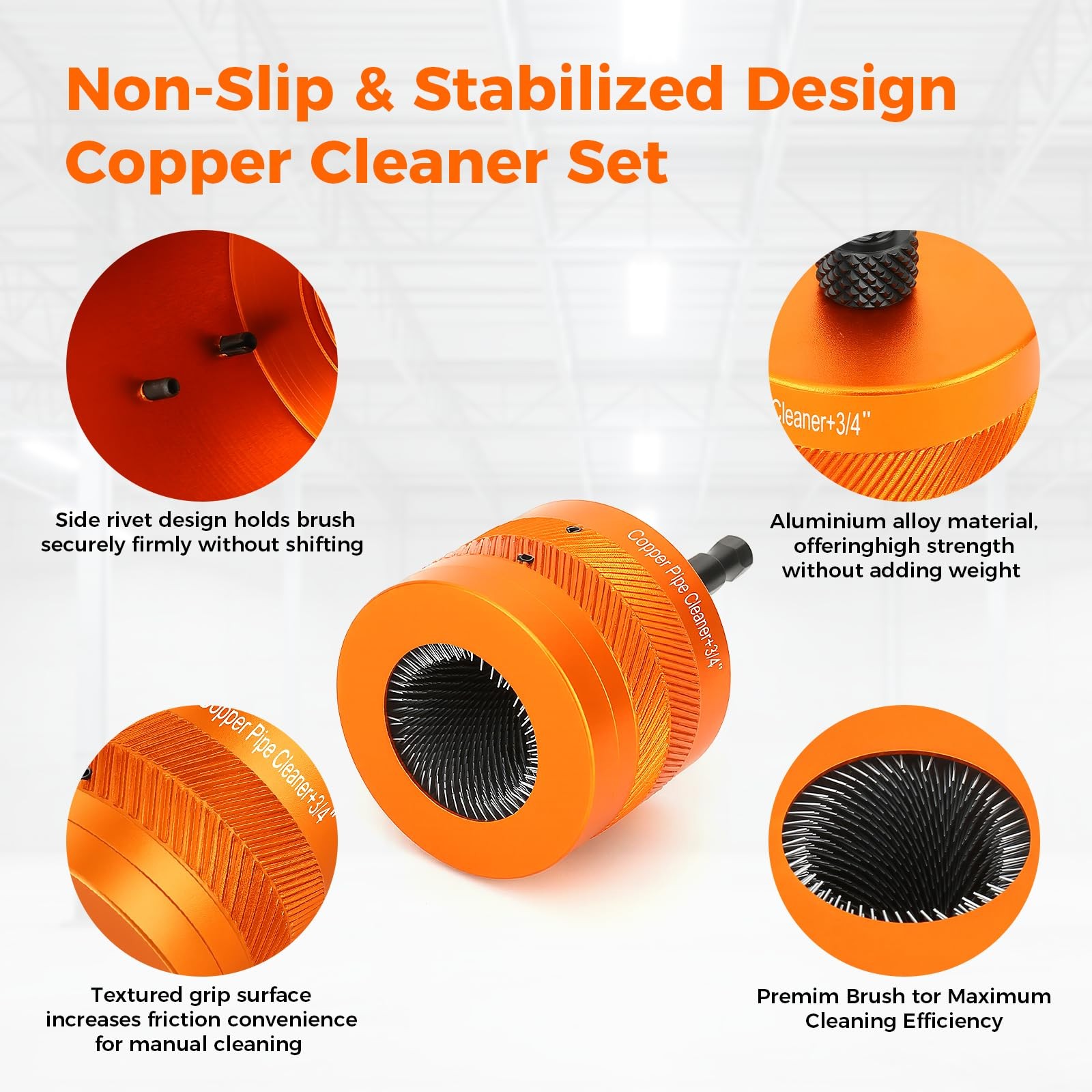 Copper Pipe Cleaner Set for Drill Fit 1/2″ & 3/4″ & 1″ Metal Pipes with 1/4″ …