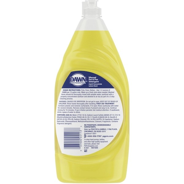 Dawn 45113 Dishwashing Detergent, Bottle, 38 Oz, Ready To Use, Lemon, Pk8