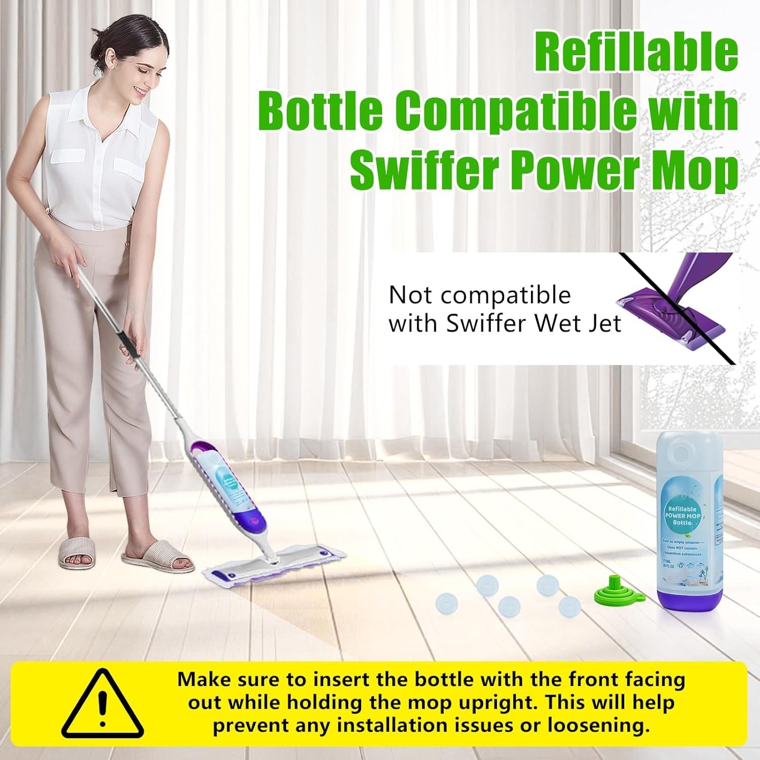 PowerMop Refillable Bottle for Swiffer PowerMop Mop,26 FL.OZ Leak-Proof Reusable