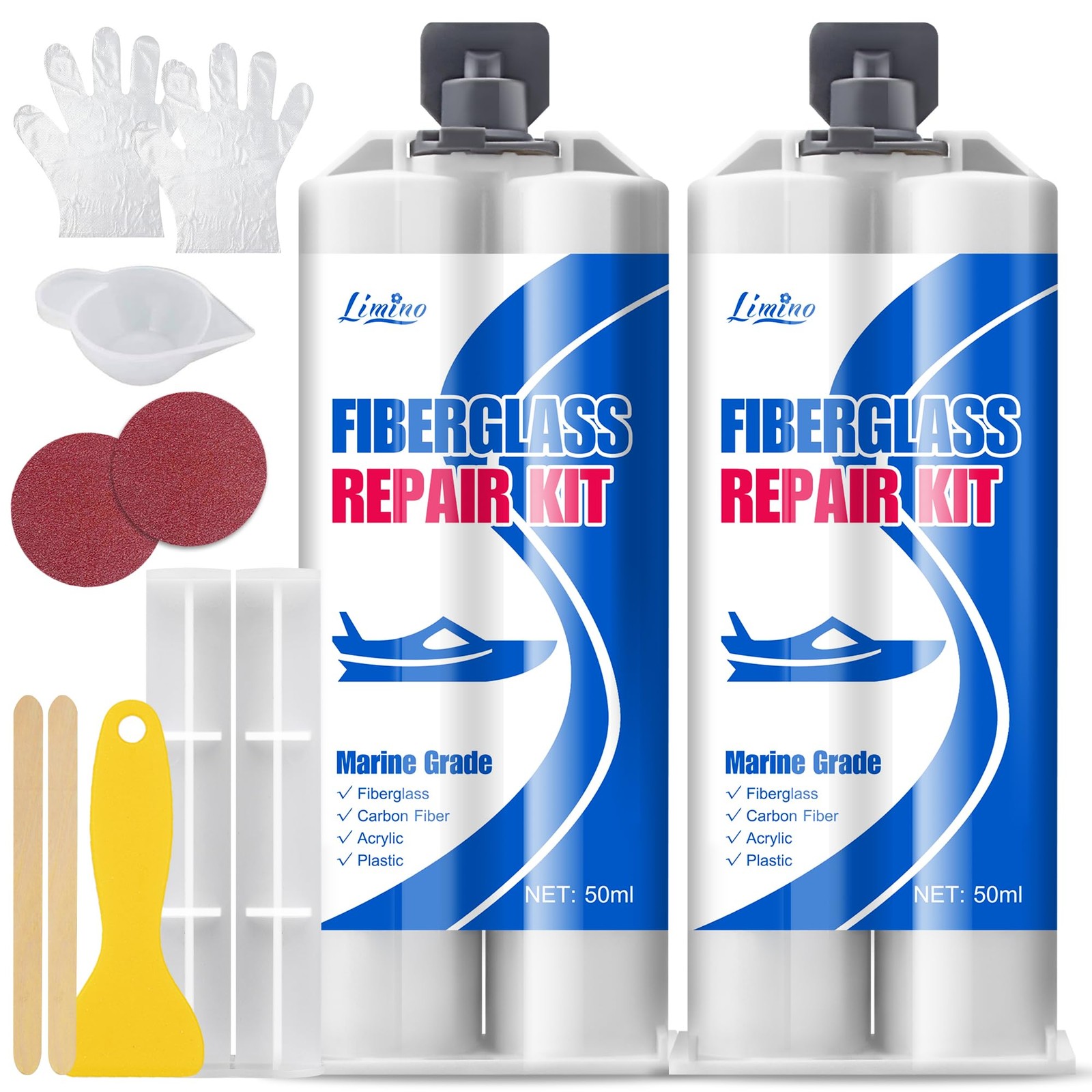 Marine Fiberglass Repair Kit Resin Filler Boat Jet Ski Surf Kayak 100ml