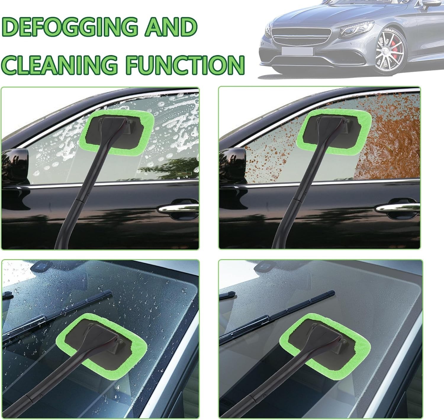 Car Window Cleaner Tool Kit,Microfiber Car Windshield Cleaner Inside with 4PC…