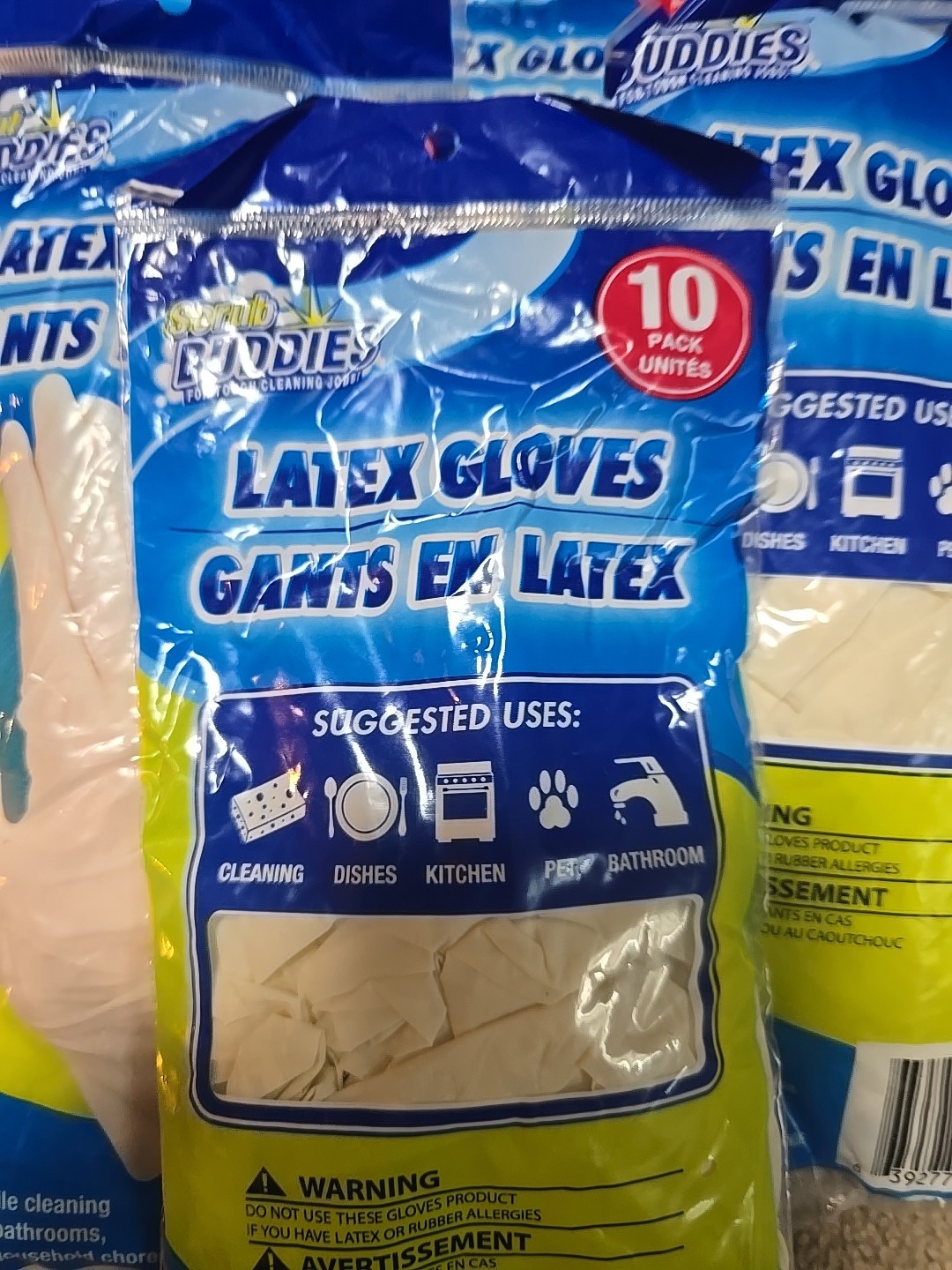 Lot Of 5 -10 Pack (50) Scrub Buddies Latex Gloves 1 Size Fits Most Multipurpose