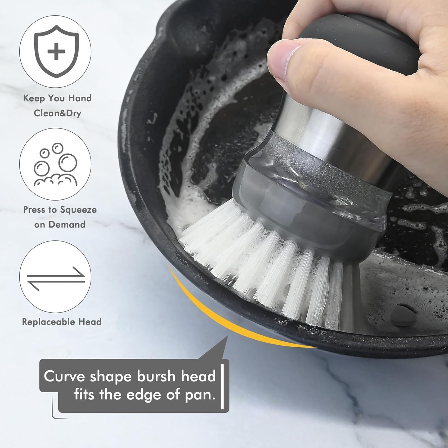 4-Pack OXO Steel Palm Brush Replacement Refills, Dish Soap Dispensing Brush Head