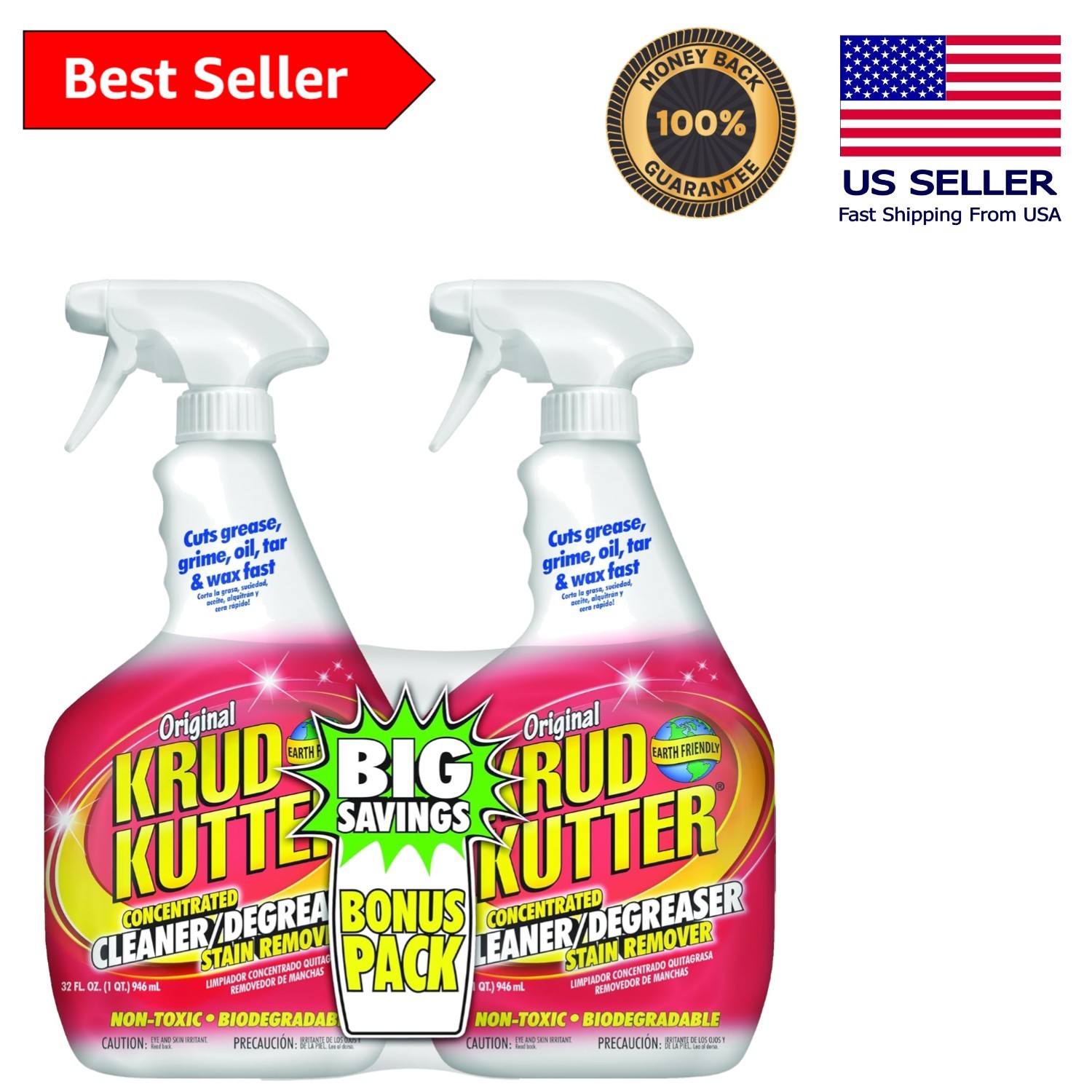 Eco-Friendly 32-Ounce Cleaner/Degreaser Bonus Pack – Non-Toxic & Residue-Free