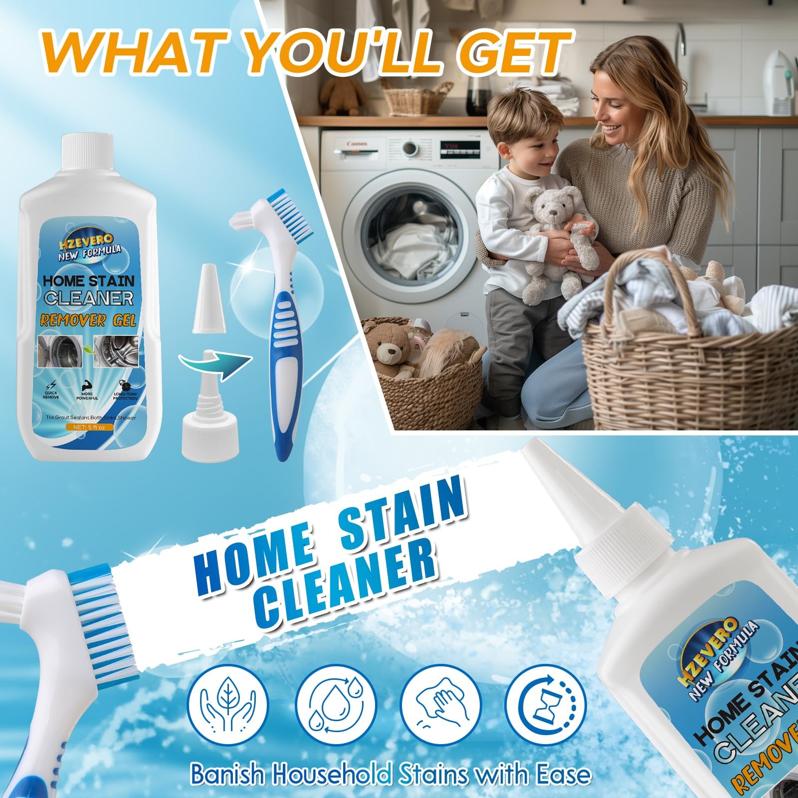 Mold Stain Remover Gel,Washing Machine Cleaner Front Load Washer Gasket Mold …