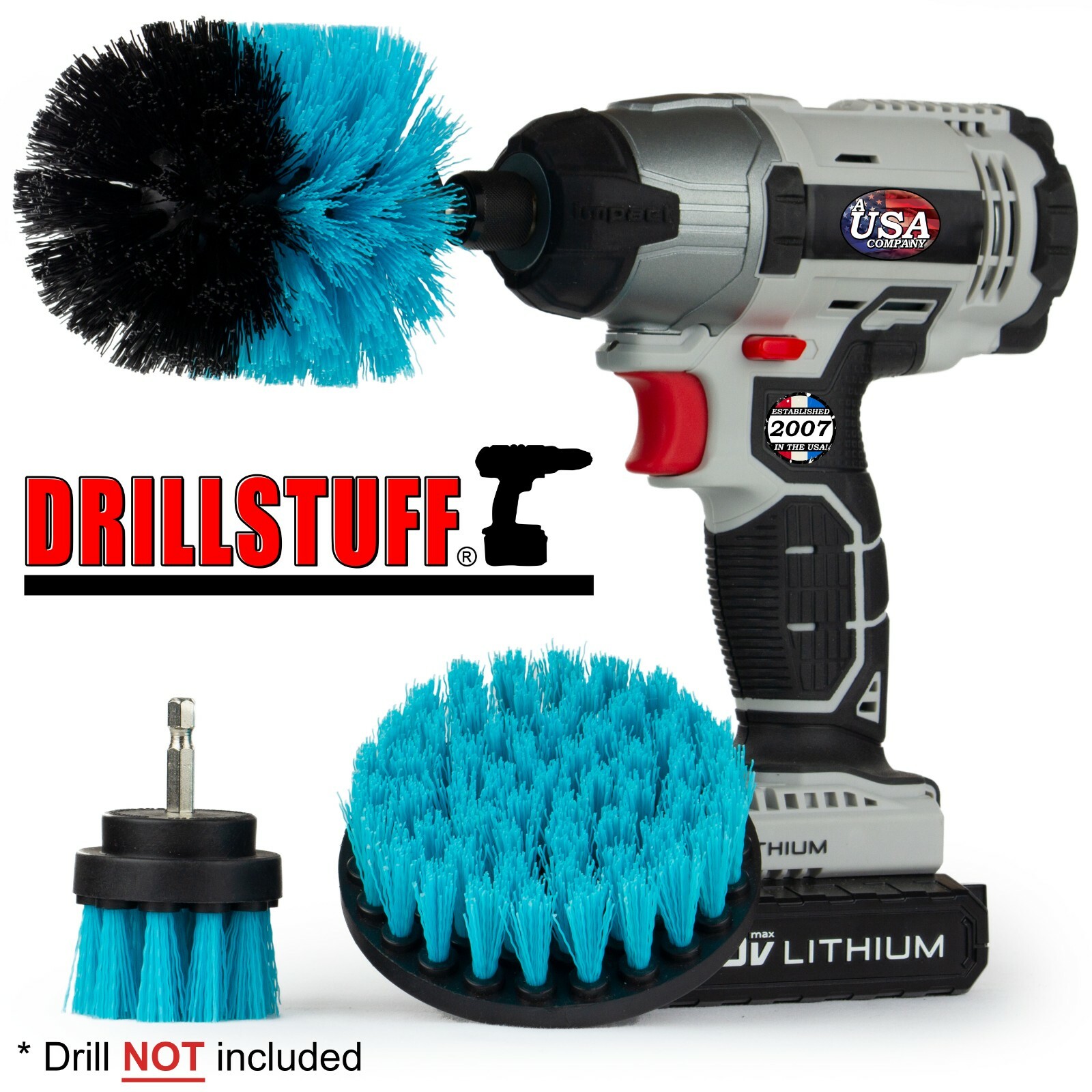 Swimming Pool, Spa, Hot Tub Drill Power Cleaning Scrub Brush Set Removes Algae