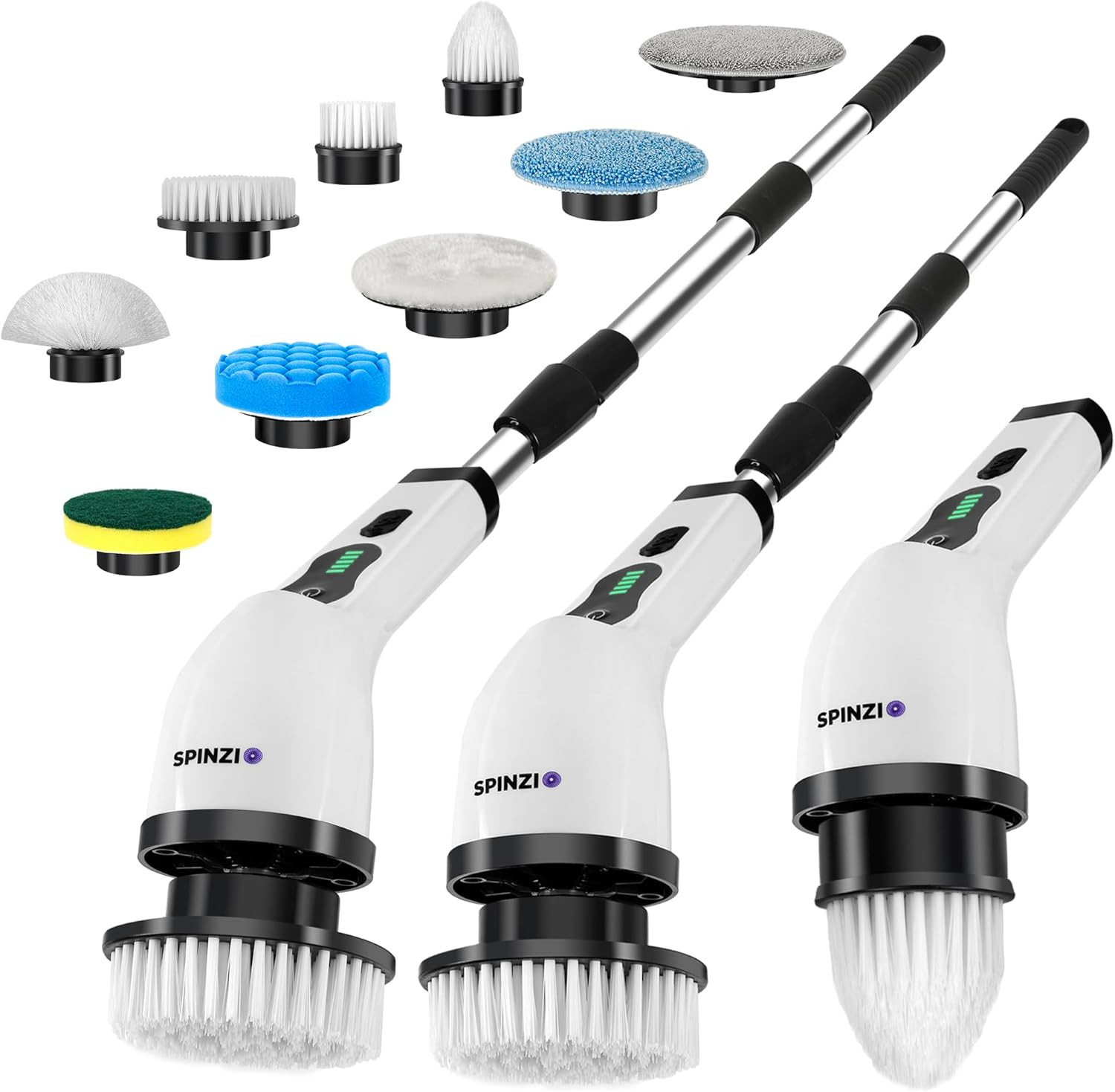 Cordless Electric Spin Scrubber with LCD Display & 9 Heads for Deep Cleaning