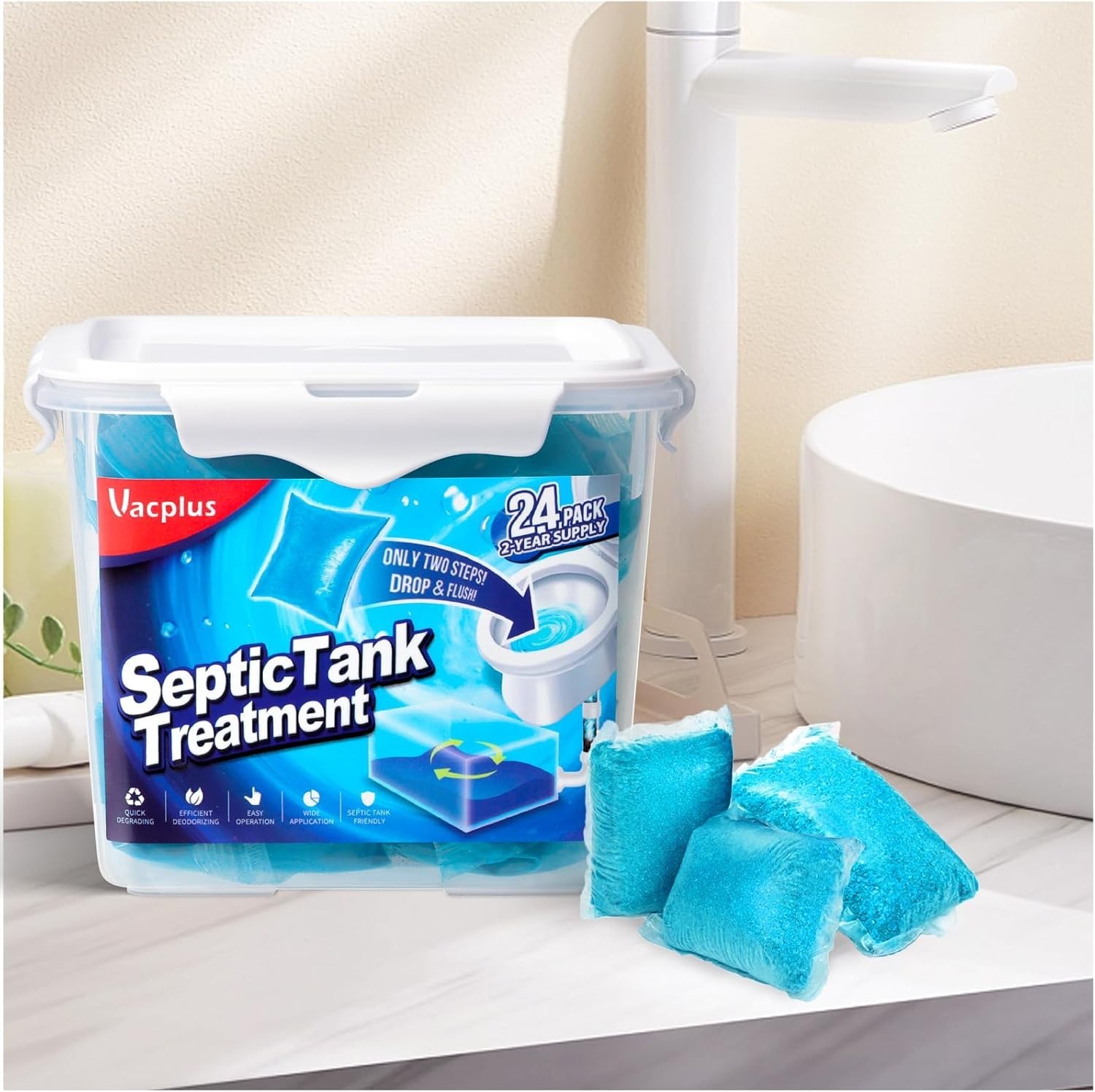 Septic Tank Treatment – 24 Packs for 2- Supply, Bucket-Packed Septic Tank Tre…