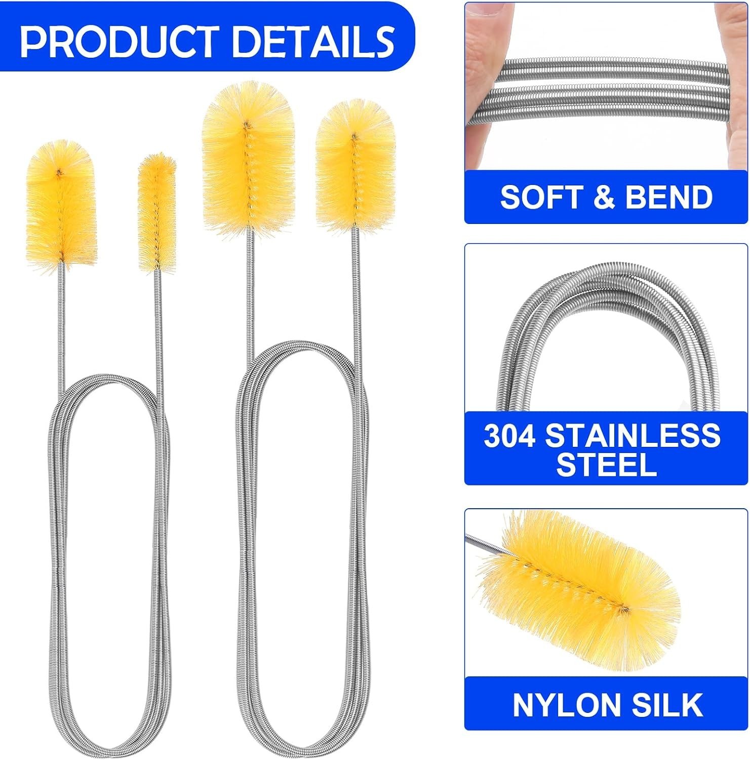Drain Cleaning Brushes – Flexible & Durable – Yellow