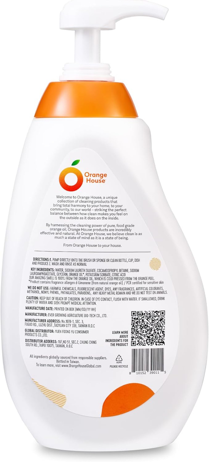3 in 1 Plant Based Dish Soap, Non Harmful Ingredients Veggie Wash, Orange Oil Fr