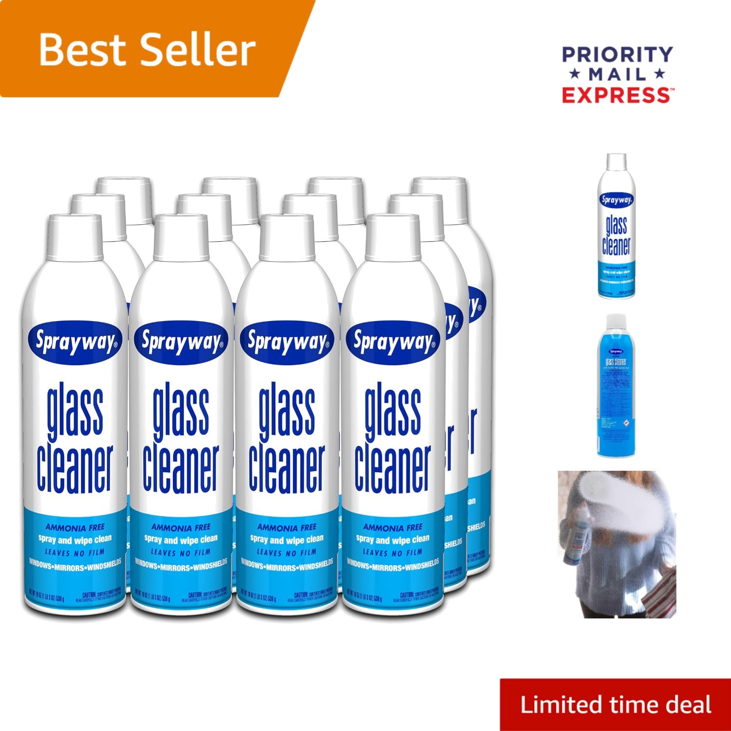 SprayWay SW050-12 Glass Cleaner 19 oz Pack of 12 Cleaning Products Household