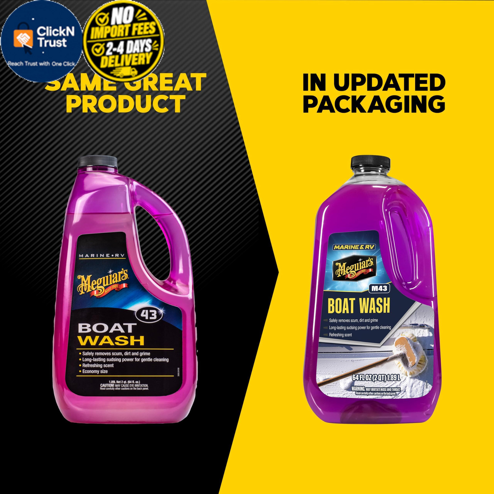 Meguiar’s M43 Marine/RV Boat Wash, pH-Balanced 64 Fl Oz (Pack of 1), PURPLE