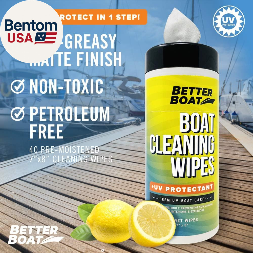 Boat Cleaner Wipes with UV Protection, Marine Vinyl Cleaner and Protectant, for