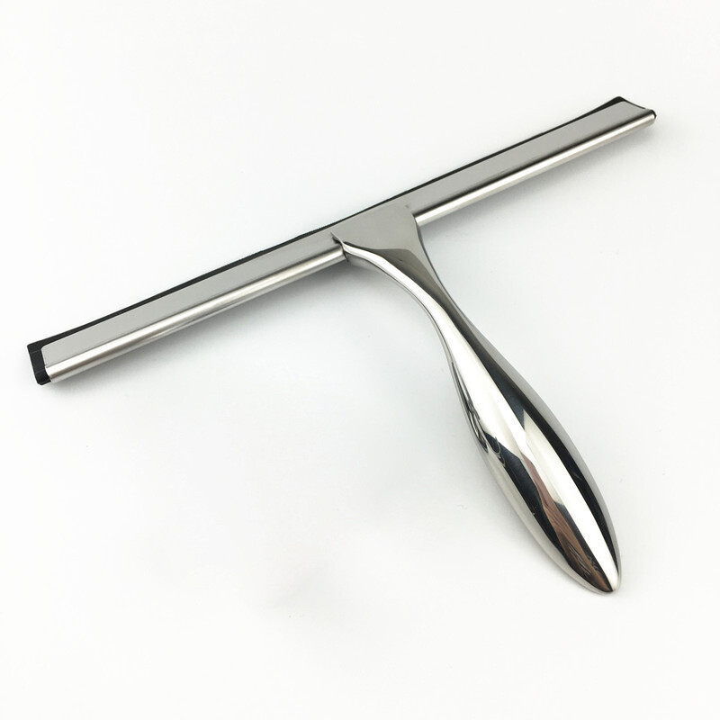 1Pc Stainless Steel Shower Squeegee for Car with 1 Adhesive Hook Silver Bathroom