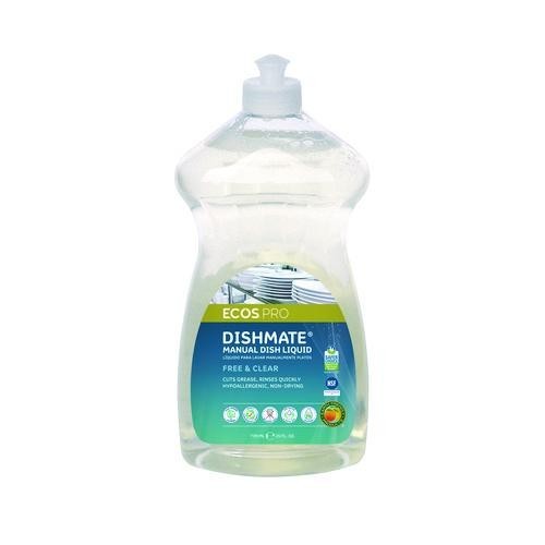ECOS PRO Dishmate Manual Dish Liquid, Free & Clear, 25 oz Squeeze Bottle, 6/CT