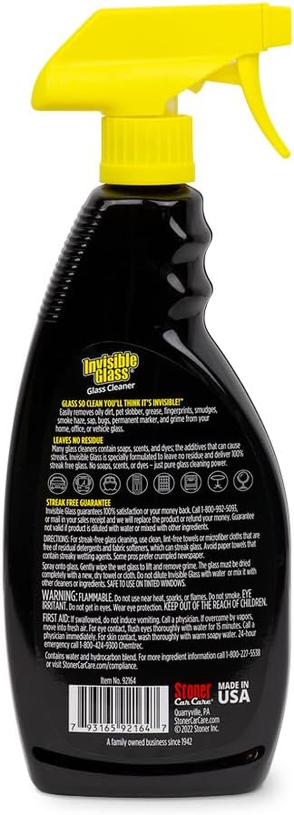 92164 Premium Glass Cleaner Spray for Car Windshields and Windows, Automotive an