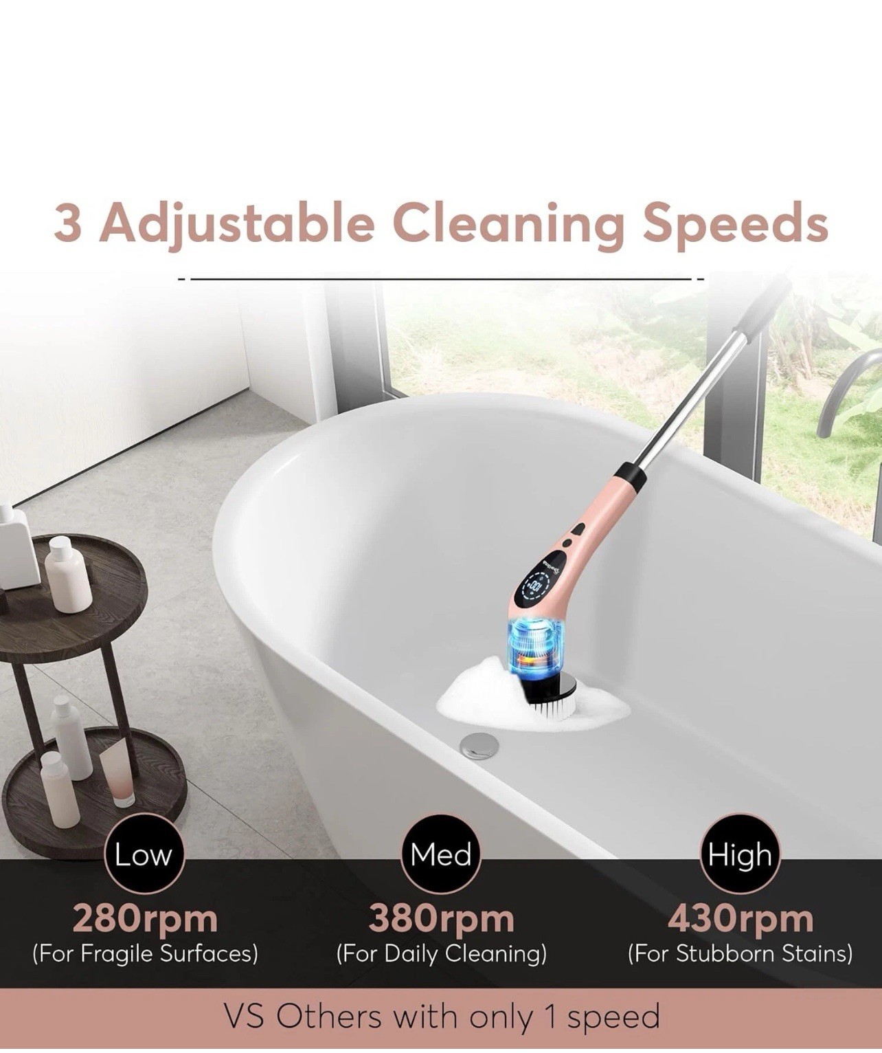 Smart Sceub Electric 9in1 Cleaning Brush Rose Pink New In Box