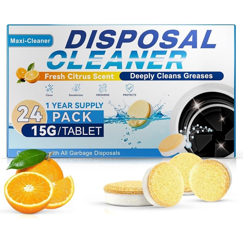 Garbage Disposal Cleaner Tablets D-Limonene Deep Clean Odor Control Citrus Fresh