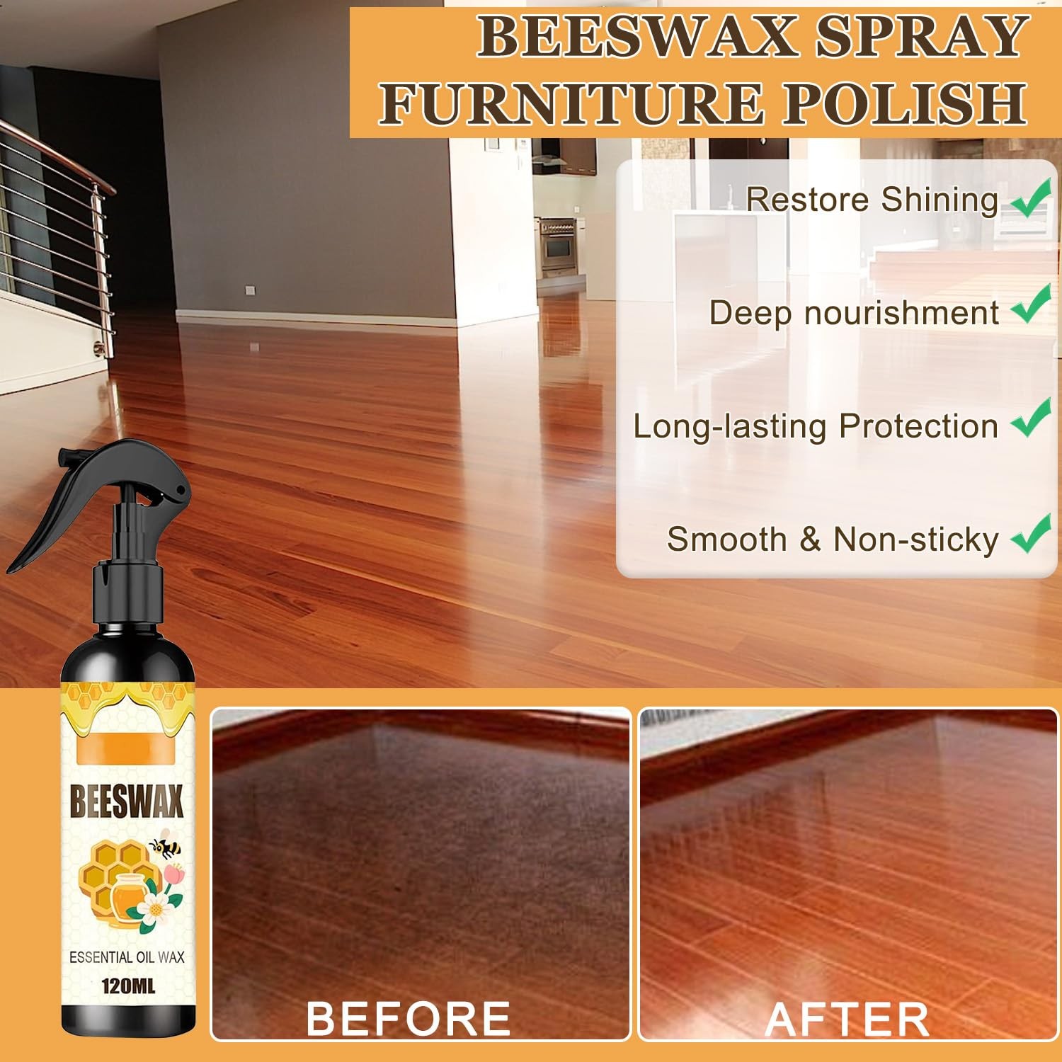 Polish Floor Polish Beewax Care Restorer for Living Rooms Kitchens Wood