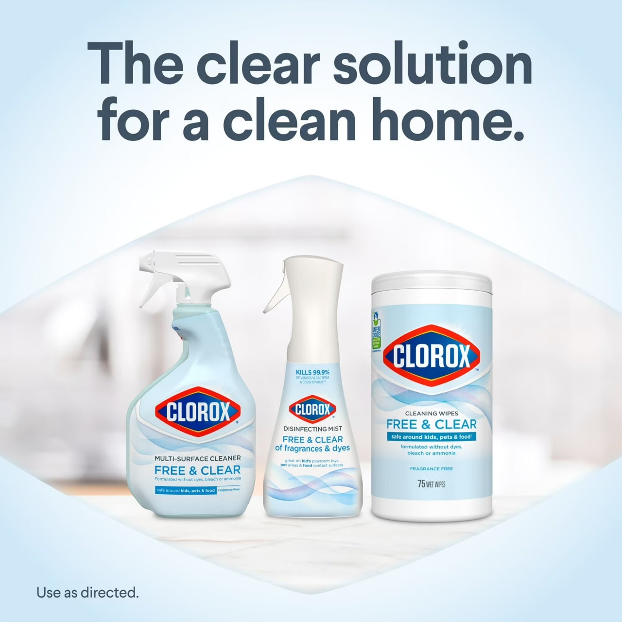 (6 pack) Clorox Free & Clear Cleaning Wipes, Fragrance Free, 75 Count