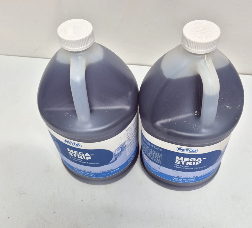 Detco Mega-Strip, 1 Gallon Concentrated Floor Stripper Biodegradable Lot of 2