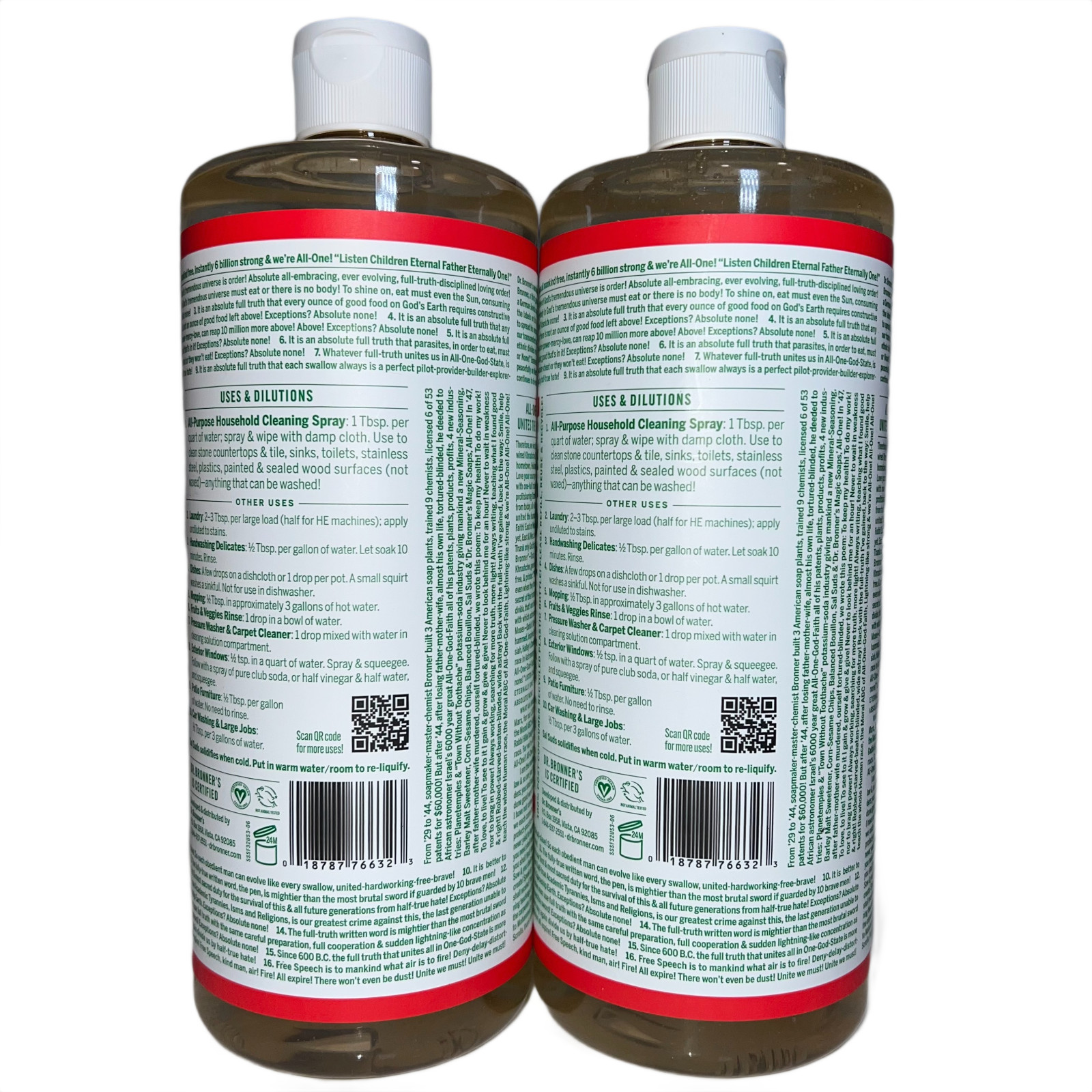 2x Dr. Bronner’s Sal Suds Plant-Based Concentrate Siberian Fir Spruce 32oz NEW
