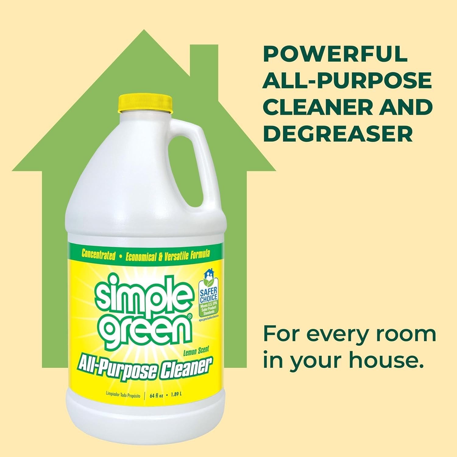 64 Fl Oz Concentrated All-Purpose Cleaner – Powerful Lemon Scent & Biodegradable