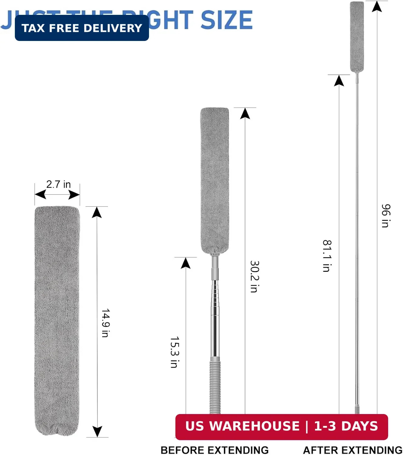 Dusters for Cleaning Retractable Gap Duster with Extension Pole Long Handle Cle
