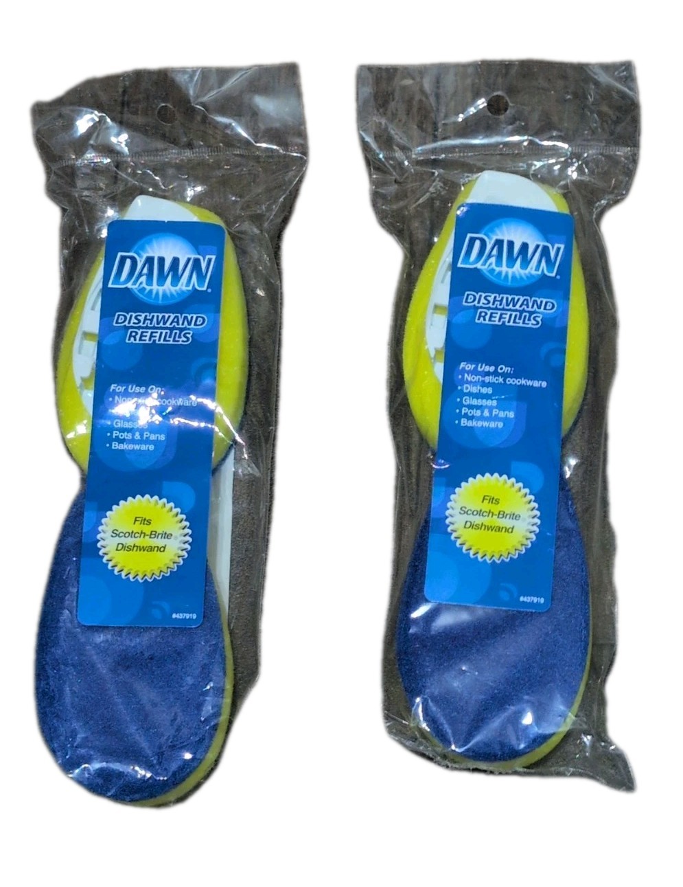 Dawn Dishwand Replacement Refills 437919 Fits Scotch Brite Wand NEW 2 Pk 4 Total