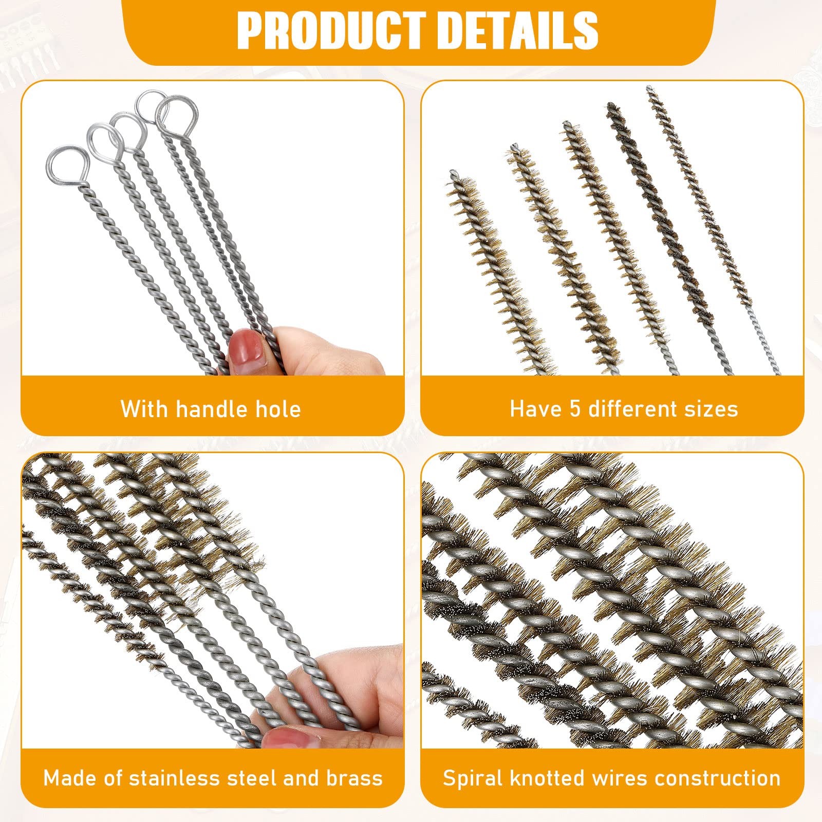 10 Pieces Wire Tube Brushes Bulk for Cleaning Pipe Tube Brass Stainless Steel…
