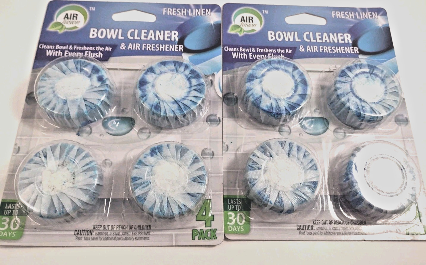 Toilet Bowl Cleaner Air Fusion Fresh Linen Tablets 4 Pack Deodorizer Lot Of 2