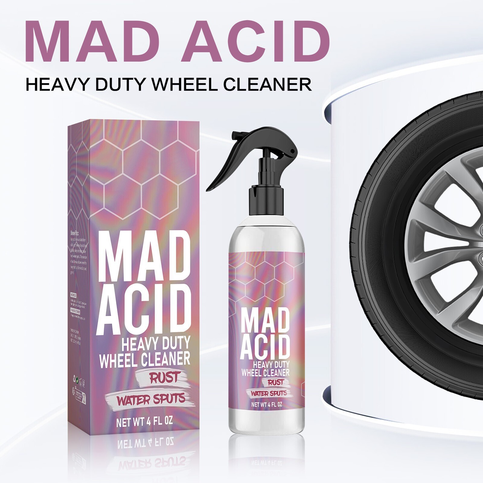 1-3x Mad Acid – Car Glass Cleaner&Heavy-Duty Wheel Cleaner Waterproof NEW 4oz US