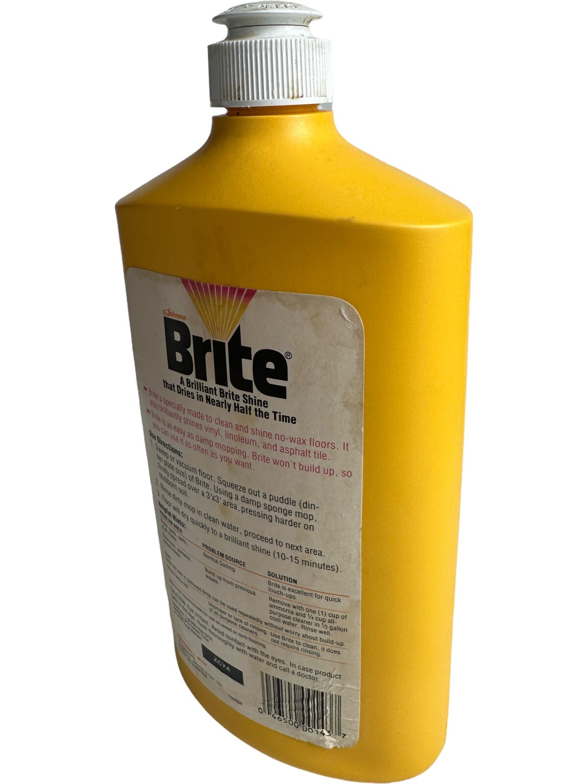 Vintage Johnson Floor BRITE No Wax Polish Full Bottle Rare Discontinued Formula