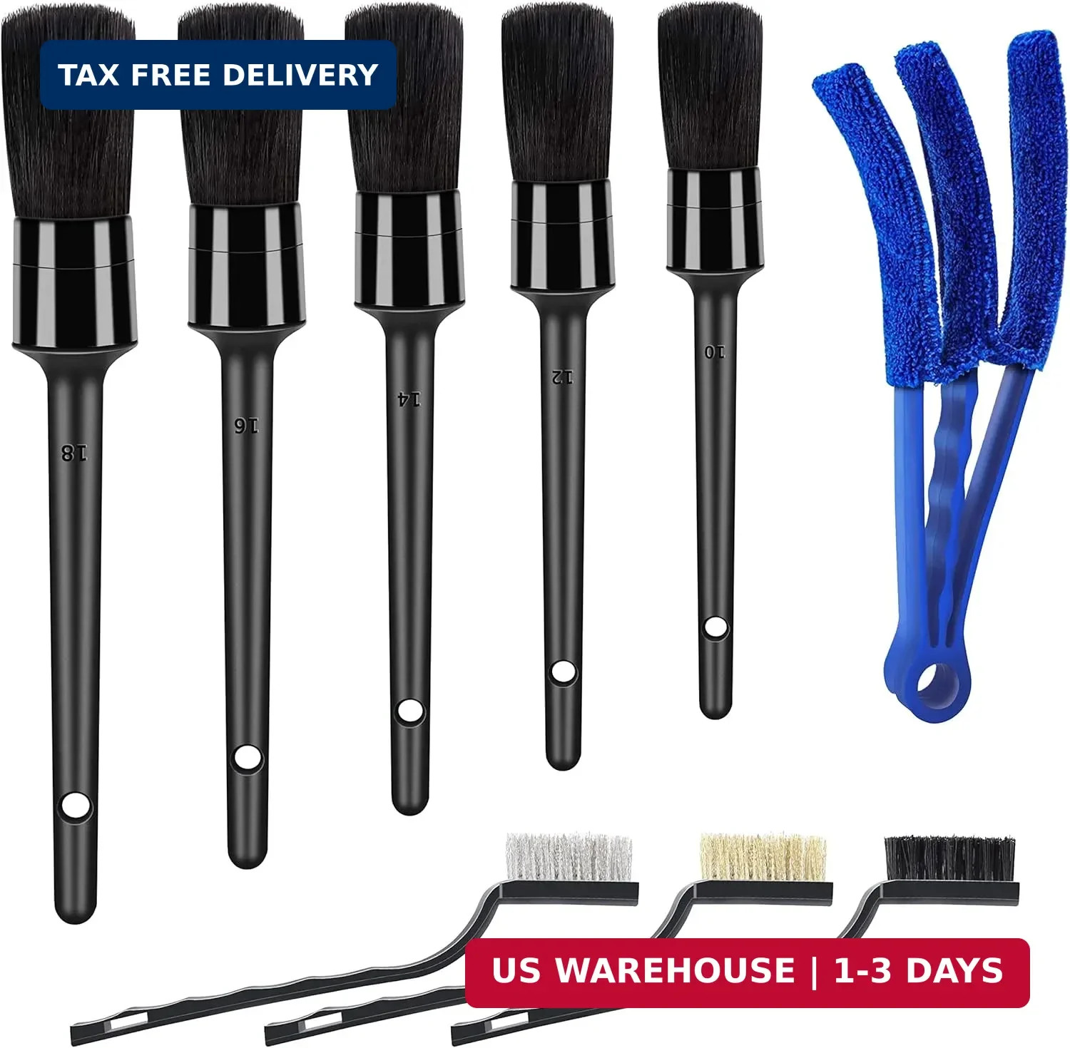 HMPLL 9pcs Auto Car Detailing Brush Set/ Interior Cleaning Kit Includes 5 Soft P