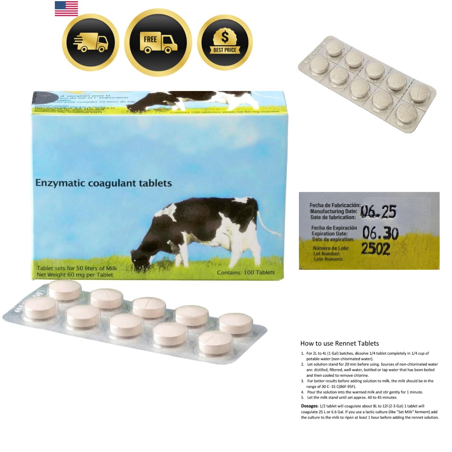 Vegetable Rennet Tablets, Strip of 10