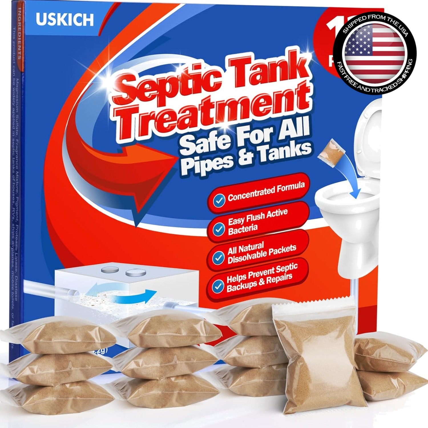 Septic Tank Treatment,1 Supply Septic Pods (12 pcs),1 Flush per Septi