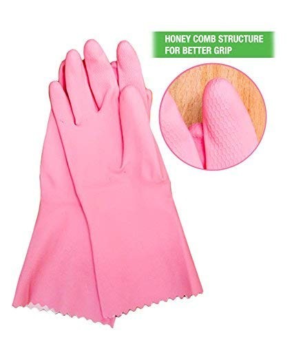 Scotch-Brite Rubber Kitchen Gloves Small Size-Pack Of 2 Pairs, Pink