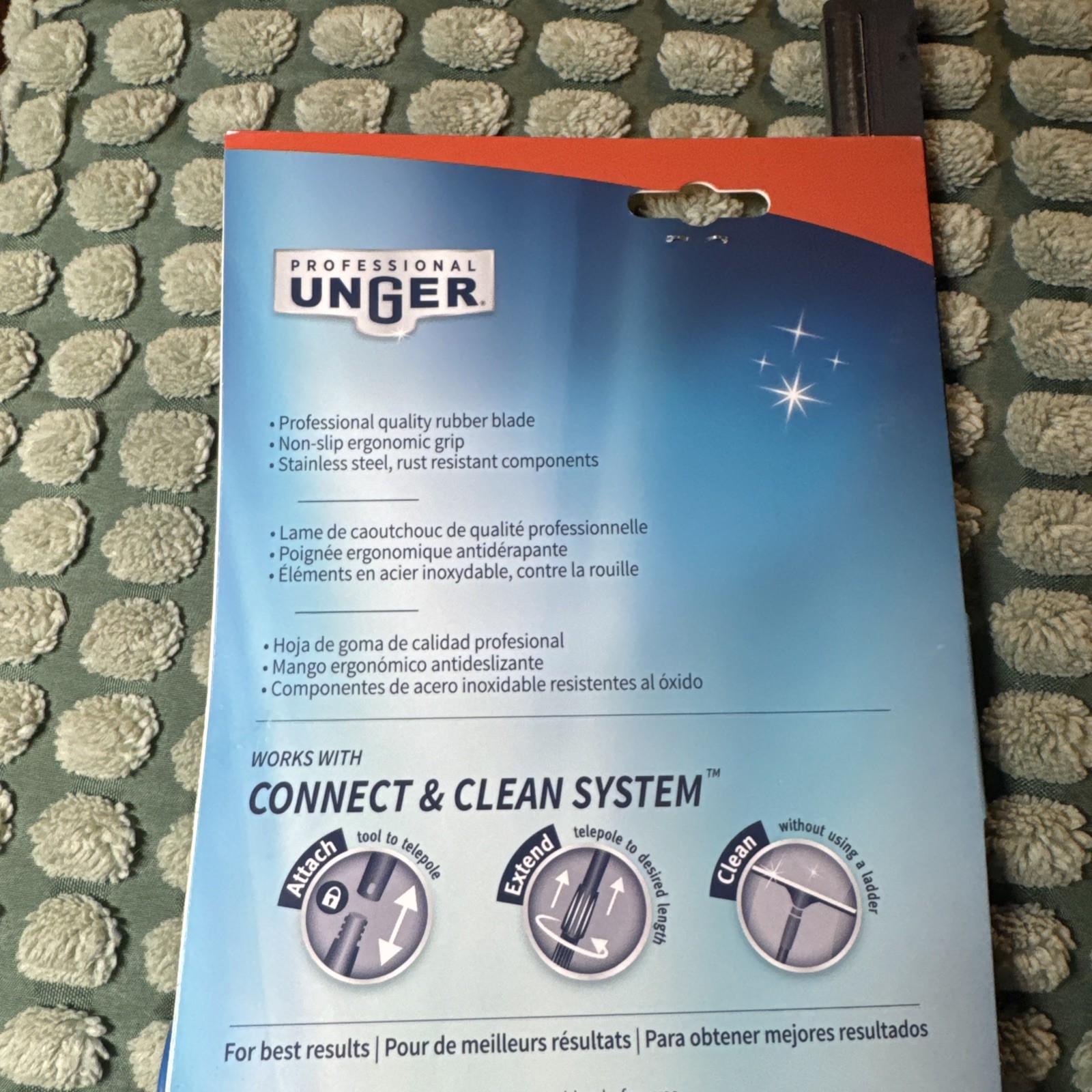 Unger Professional Performance Grip Squeegee 18″ Cleans Large Windows NEW 960140