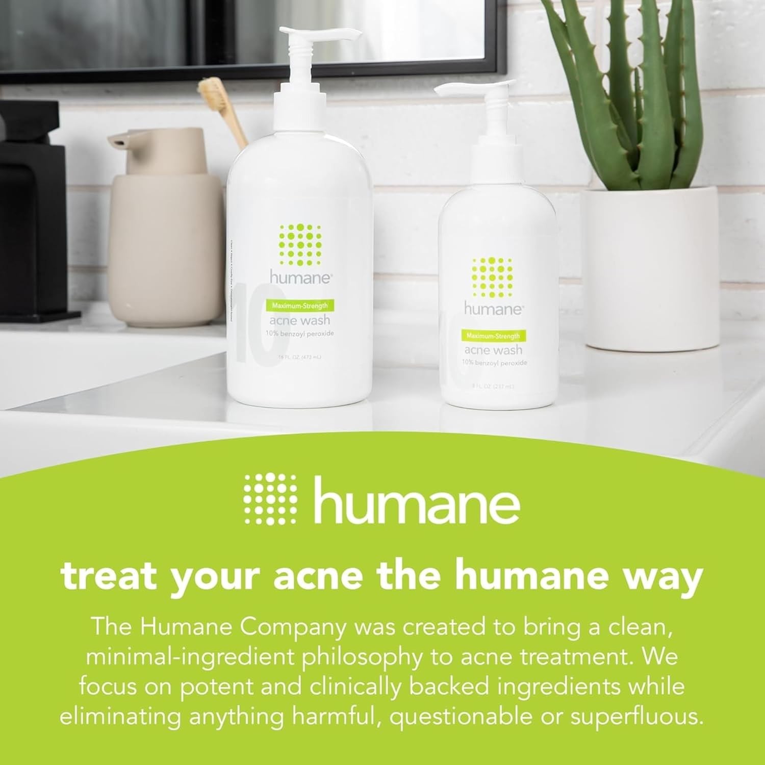 humane Benzoyl Peroxide Acne Body Wash – 10% Maximum-Strength Face, Skin, Butt