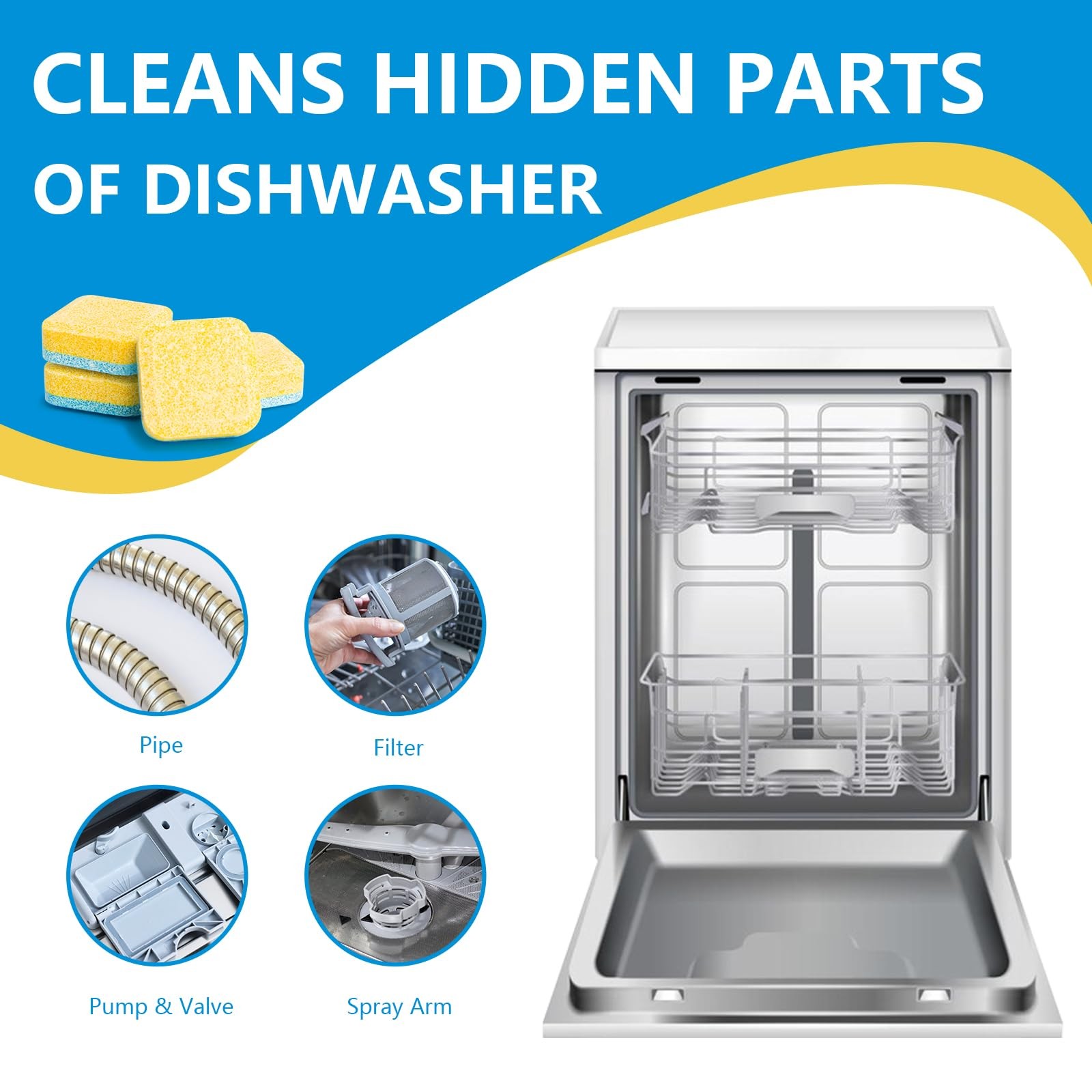 24-count Dishwasher Cleaner Tablets, Deep Cleaning and Descaling Formula, Rem…